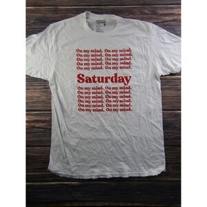 American Highway Mens Size Large Distressed T Shirt Saturday On My Mind Graphic